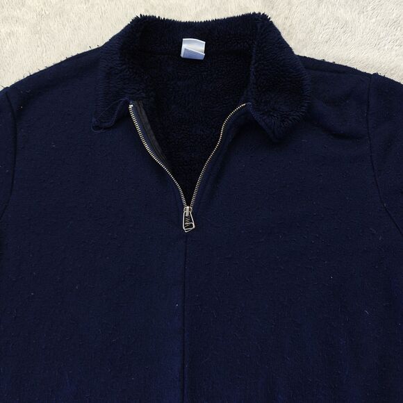 Armani Exchange Sweater Men's L Navy Blue Quarter Zip Sherpa Lined Heavyweight - Picture 2 of 8
